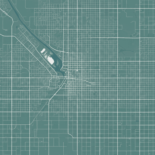 Aerial map view of Saskatoon